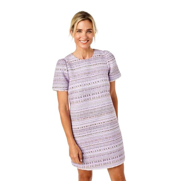 Cartolina Nantucket Chloe Tweed Fringe Lavender Stripe Mini Dress XXS NWT $428 - Picture 2 of 9